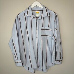 C & C California | NWT 100% Blue and Brown Stripe 100% Cotton Button Down Shirt